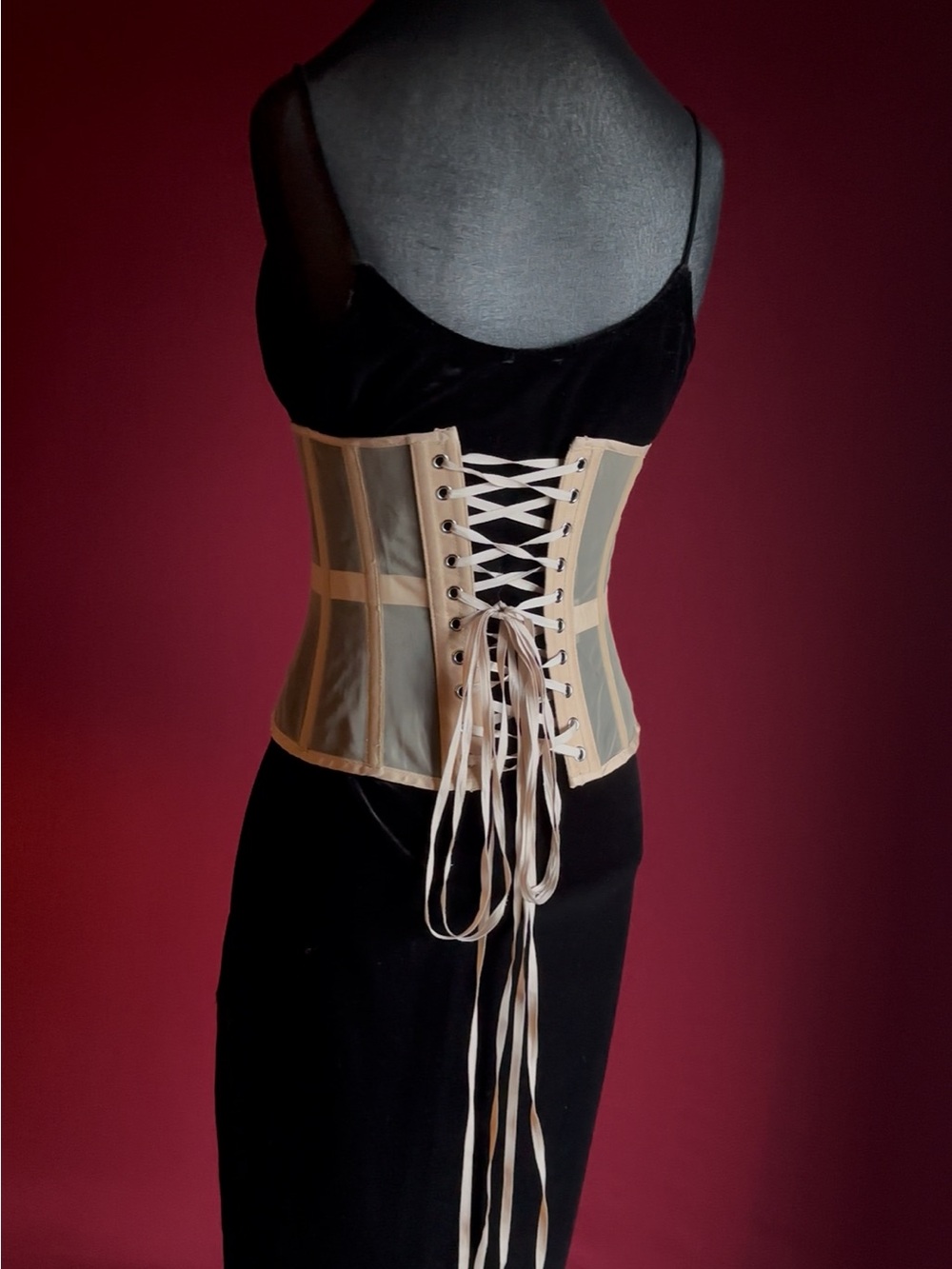 Mesh Underbust Lace Up Goth Coquette Burlesque Size S by Perfect Corset